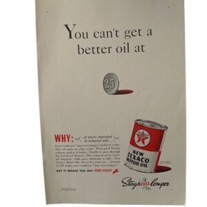 Vintage 1938 Texaco Motor Oil Technical Talk Ad Advertisement